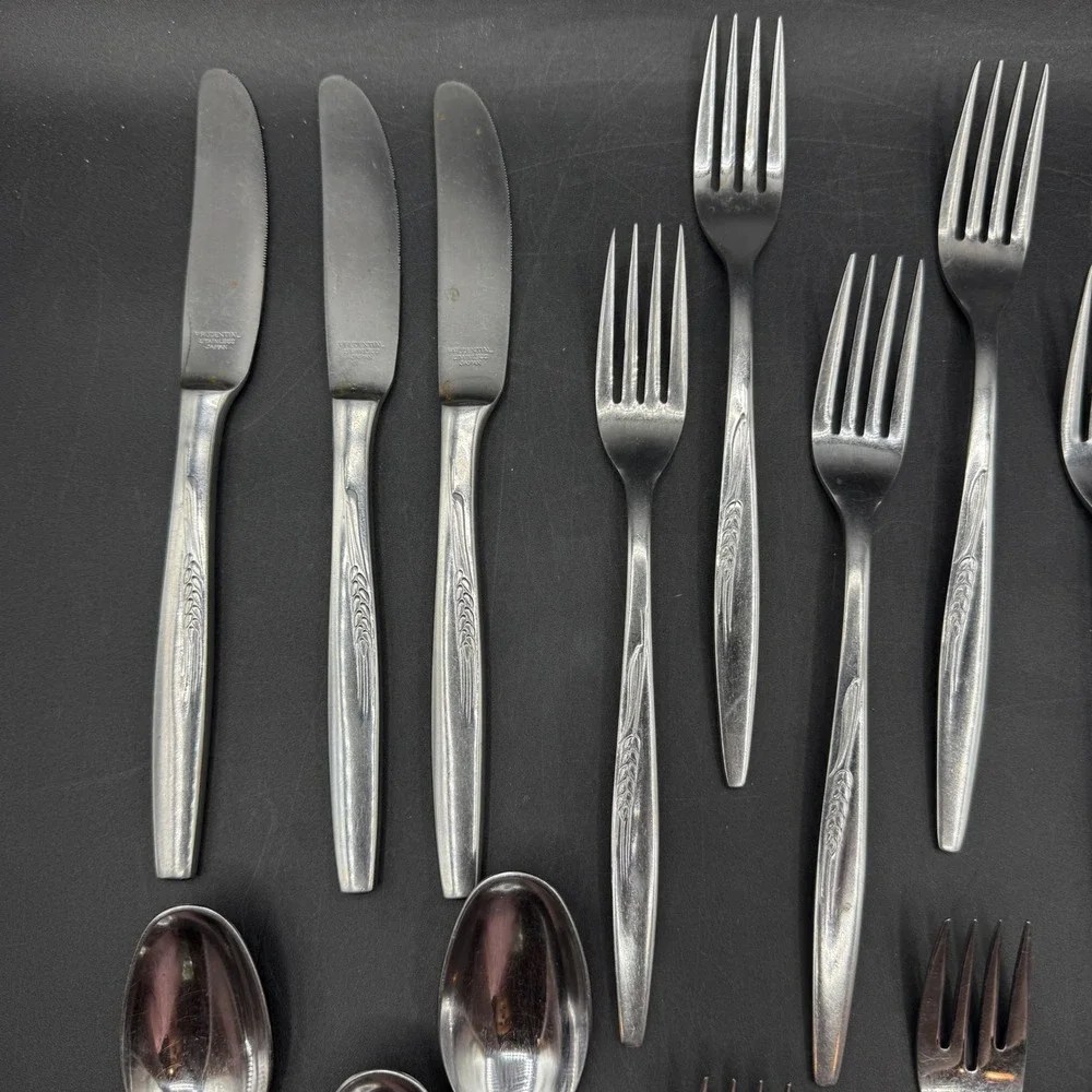Vintage Prudential Flatware Set Silverware Japan Wheat Pattern MCM 22 Piece Set